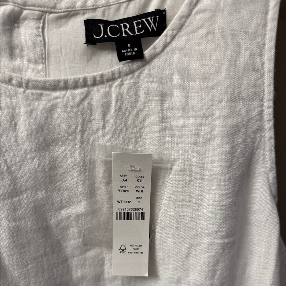 J.Crew Maxine Button Back Linen Shift Dress, White - Picture 5 of 6